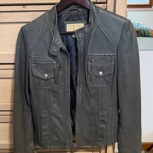 Women’s Michael Michael Kors Gray Leather Jacket super soft!